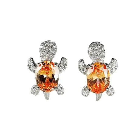 Sea Turtle Necklace & Earrings Set of 3, Silver-Plated Multi-Color Glass Ocean Jewelry