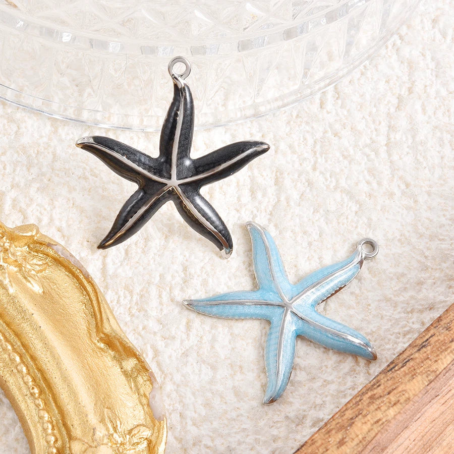 3/8Pcs Boho Summer Marine Sea Animal Starfish Turtle Pendant Jewelry Making Enamel Lizard Gecko Butterfly Colgantes Wholesale