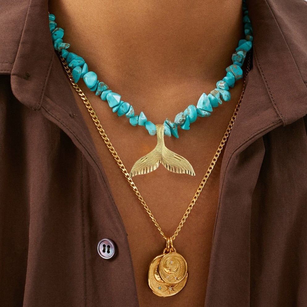 Handmade Geometric turquoise shell Irregular Natural Stone Necklace for Women Beaded Chain Chokers Wholesale Jewelry Bijoux - Charlie Dolly