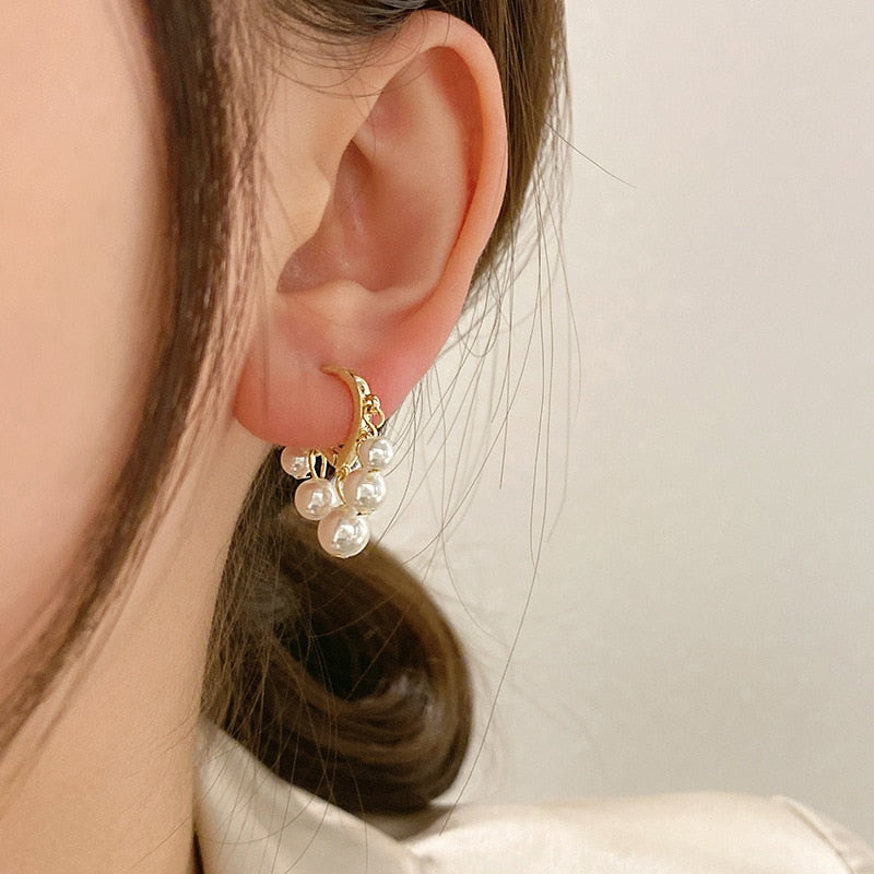 Korean  Simple Temperament Circle Pearl Earrings Fashion Small Versatile Earrings Women&#39;s Jewelry - Charlie Dolly
