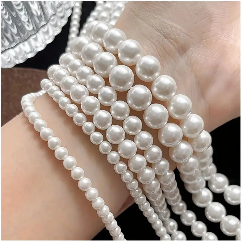 Natural White Shell Pearl Round Loose Beads For Jewelry Making Choker Making Diy Bracelet Jewellery 2/3/4/6/8/mm Wholesale15''