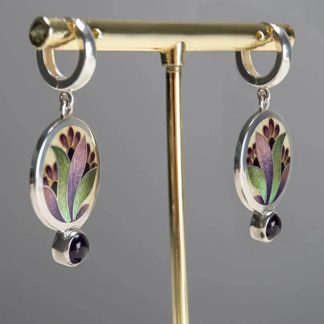 Ethnic Round Lapis lazuli Earrings Antique Jewelry Metal Silver Color Carving Water Drop Blue Gem Pendant Women's Earrings - Charlie Dolly