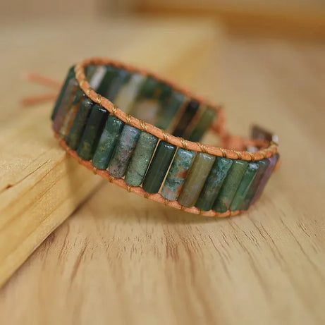 Amazonite Natural Stone Leather Wrap Bracelet