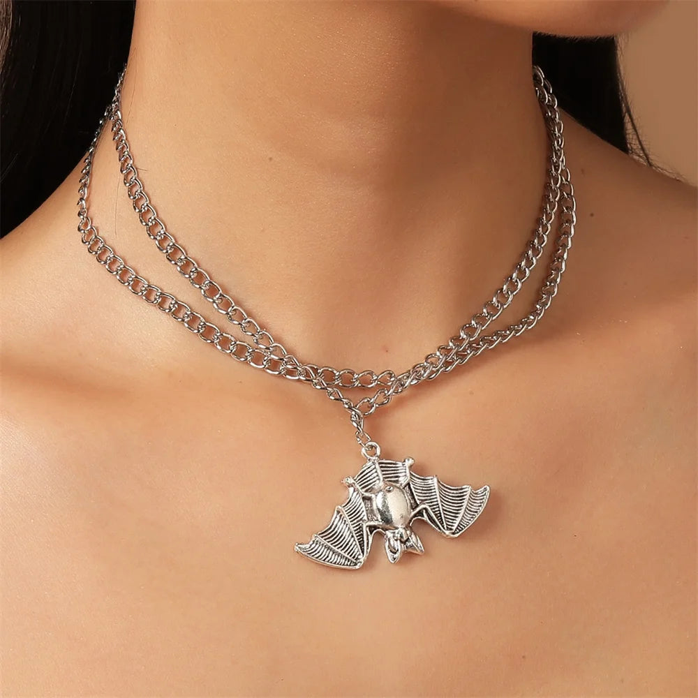 Gothic Bat Necklace for Women Men Punk Hip Hop Rock Vintage Metal Pendant Necklace Party Halloween Jewelry Gifts Cool Thing 2023 - Charlie Dolly