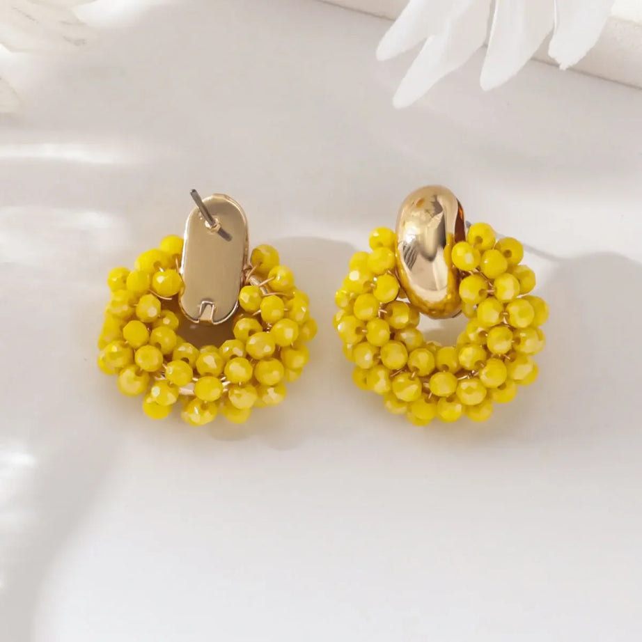 Crystal Bead Round Luxury Drop Earrings Jewelry