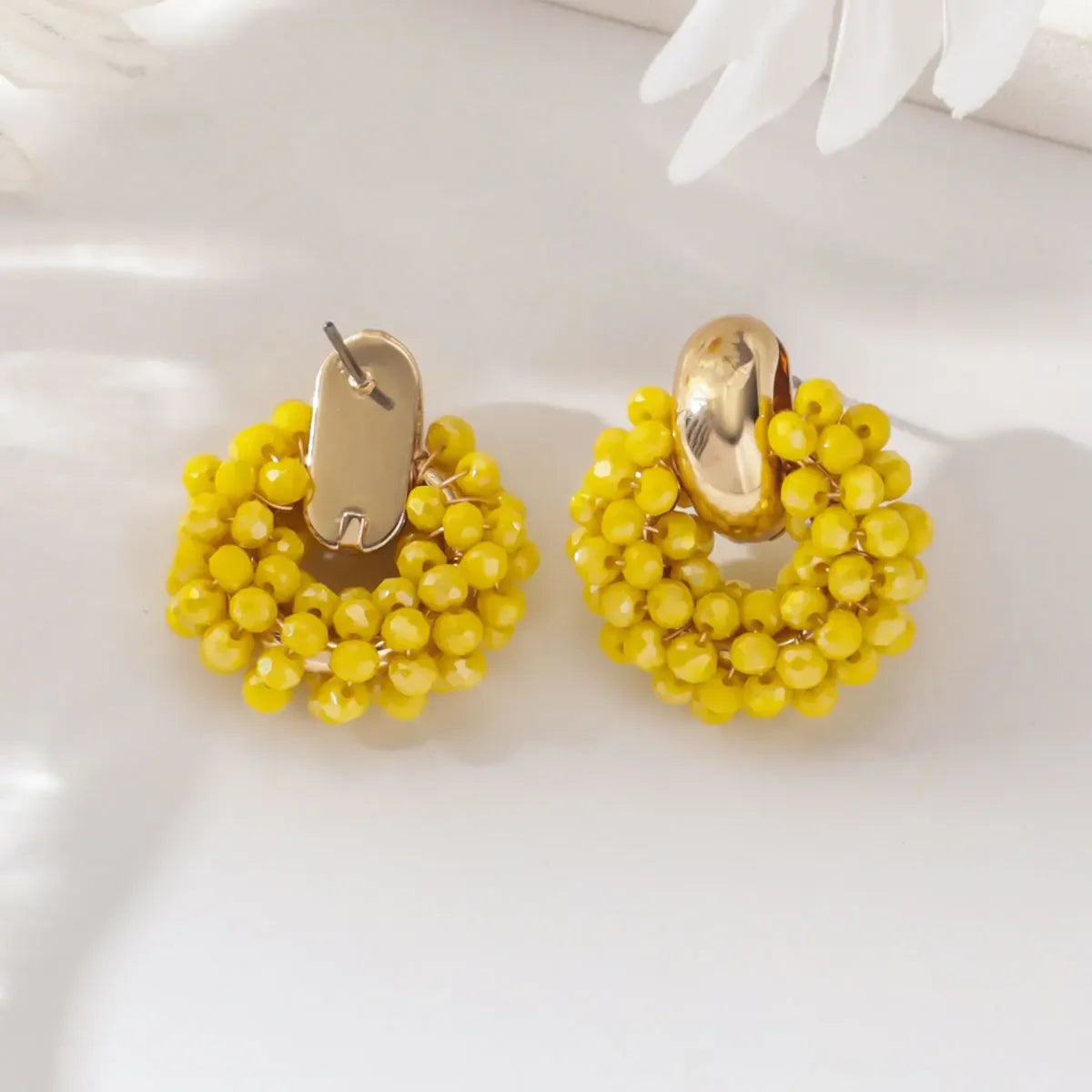Boho Elegant round Crystal Beads Drop Earrings for Women Luxury Fashion Geometric Dangle Summer Beach Party Jewelry