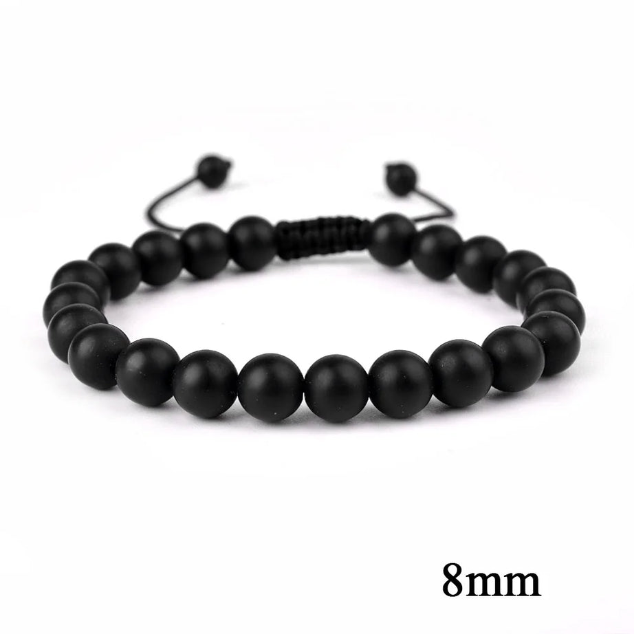 Natural Stone Beaded Bracelet — Tiger Eye, Agate & Lava