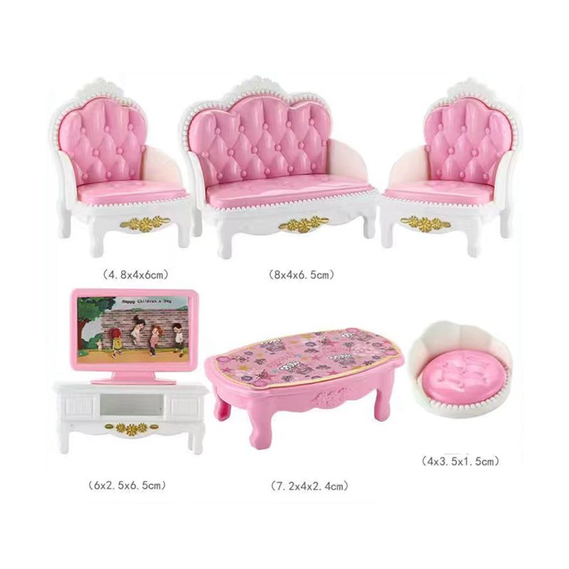 Hot Sale Cute Kawaii Pink 10 Items/Lot Miniature Dollhouse Furniture Accessory Kids Toys Kitchen Cooking Things For Barbie Game - Charlie Dolly