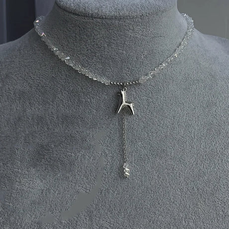 Purple Stone Zircon Heart Tassel Necklace Jewelry