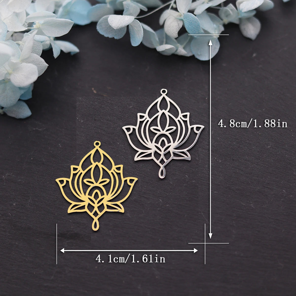 3PCS DIY Amulet Lotus Flower Yogo Buddha Stainless Steel Pendant Charm For Jewelry Making Necklace Religion Crescent diy Supplie