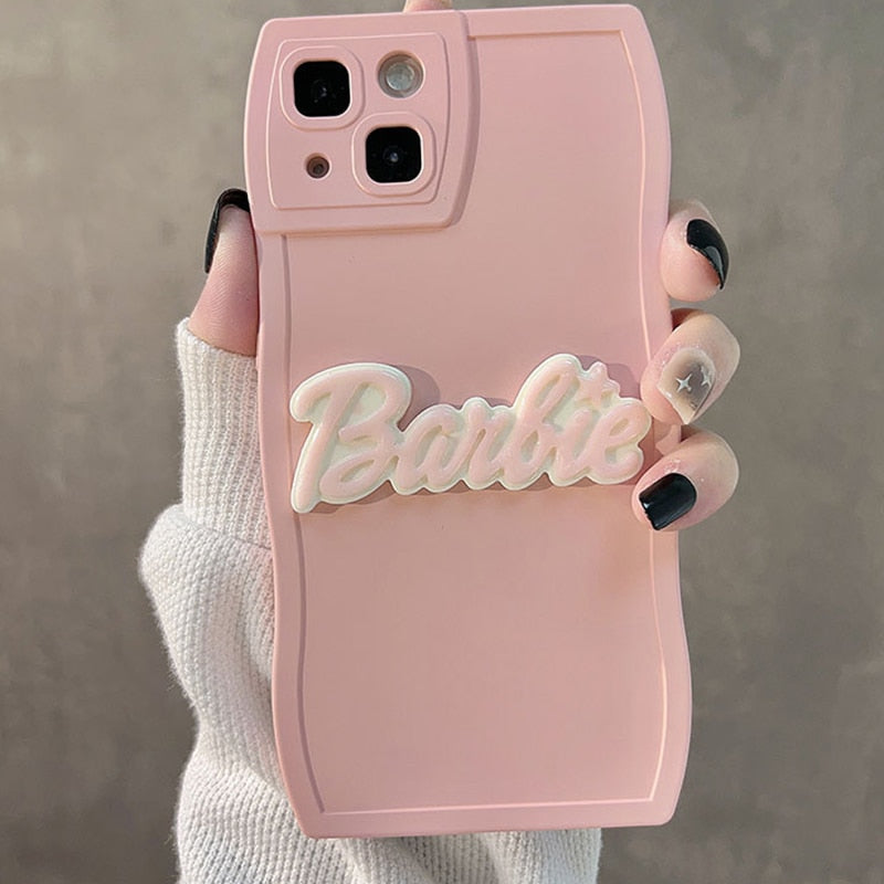 Kawaii Pink Barbie Letter Iphone 14 Mobile Phone Case Anime Cartoon Cute 11 12 13 Pro Max Fashion Frosted Soft Protective Cover - Charlie Dolly