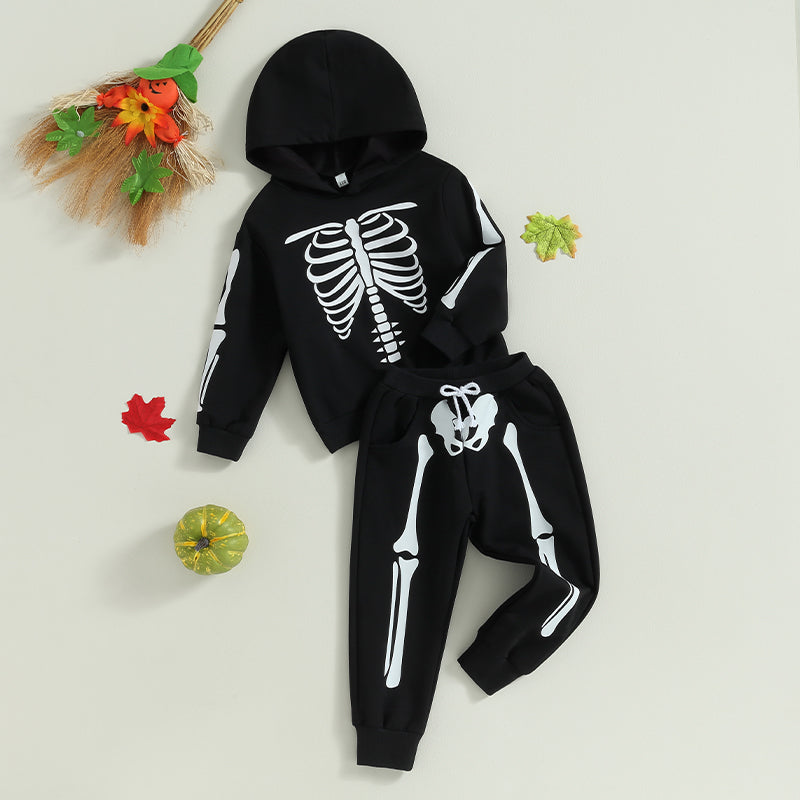 Citgeett Autumn Halloween Kids Boys Girls Outfit Pumpkin Print Long Sleeve Hooded Sweatshirt Pants Fall Clothes Set - Charlie Dolly