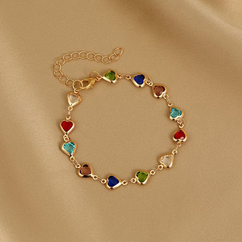 Vintage Rainbow Crystal Heart Choker Necklace for Women Gold Color Chain Boho Jewelry Statement Summer Beach Gift Collar - Charlie Dolly