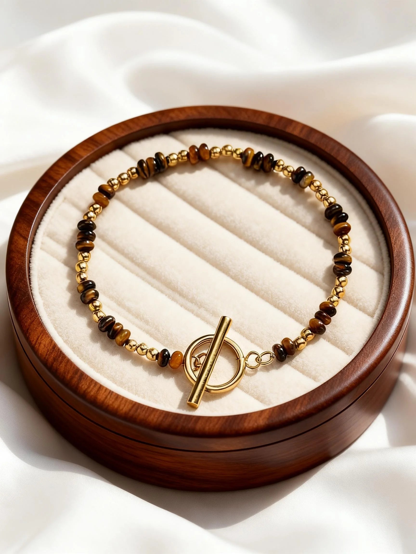 Boho Natural Stone Beaded Bracelet for Women Toggle Clasp Crystal Bead Chain Bracelet Chic Design Stainless Steel Jewelry Gift