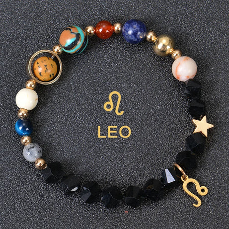 Zodiac Constellation Crystal Bracelet, 12 Signs Natural Stone Beaded Amulet