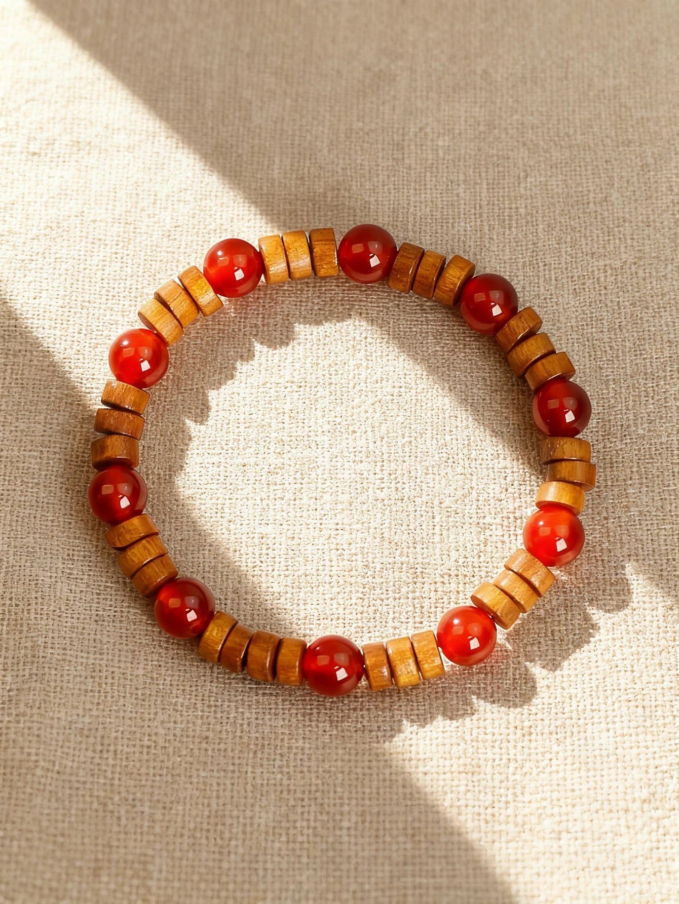 Handmade Bracelet Natural Stone Wood Slice Bead Retro 6x2mm for Vigour & Protection Healing Crystal Spiritual Jewelry Women Gift