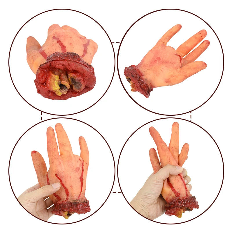 2024 Halloween Fake Human Arm Plastic Hands Foot Bloody Dead Body Parts Outdoor Haunted House Scary Props Halloween Decorations - Charlie Dolly