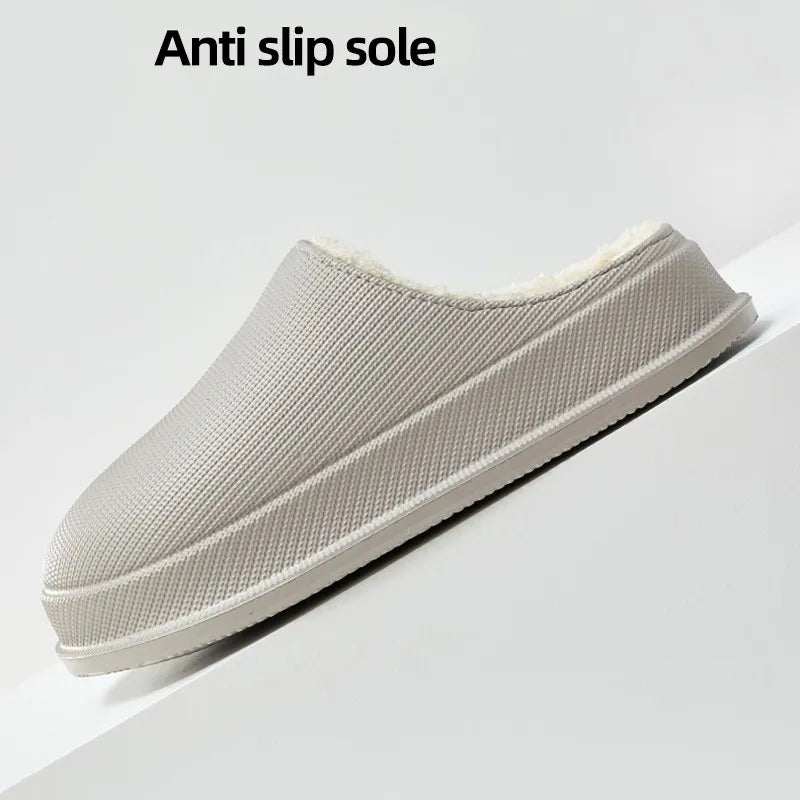 Waterproof Warm Winter Home Slippers Women Thick Platform Plush Cloud Slippers Woman Flat Heels Non Slip Couples Cotton Shoes - Charlie Dolly