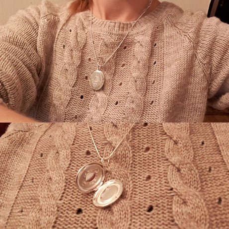 Sterling Silver Seashell Photo Frame Pendant Snake Chain Necklace