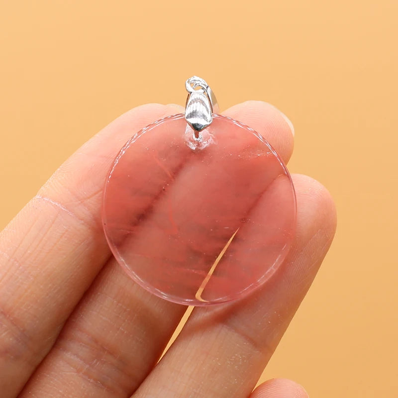 Natural Stone Agates Pendants Big Round Lapis lazuli Tiger Eye Charmsfor Jewelry Making Diy earring necklace accessories