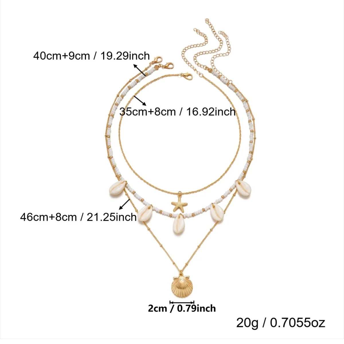 Multilayer Imitation Pearl Rice Bead Starfish Resin Turtle Shell Necklace For Women Men Ocean Beach Fishtail Choker Boho Jewelry