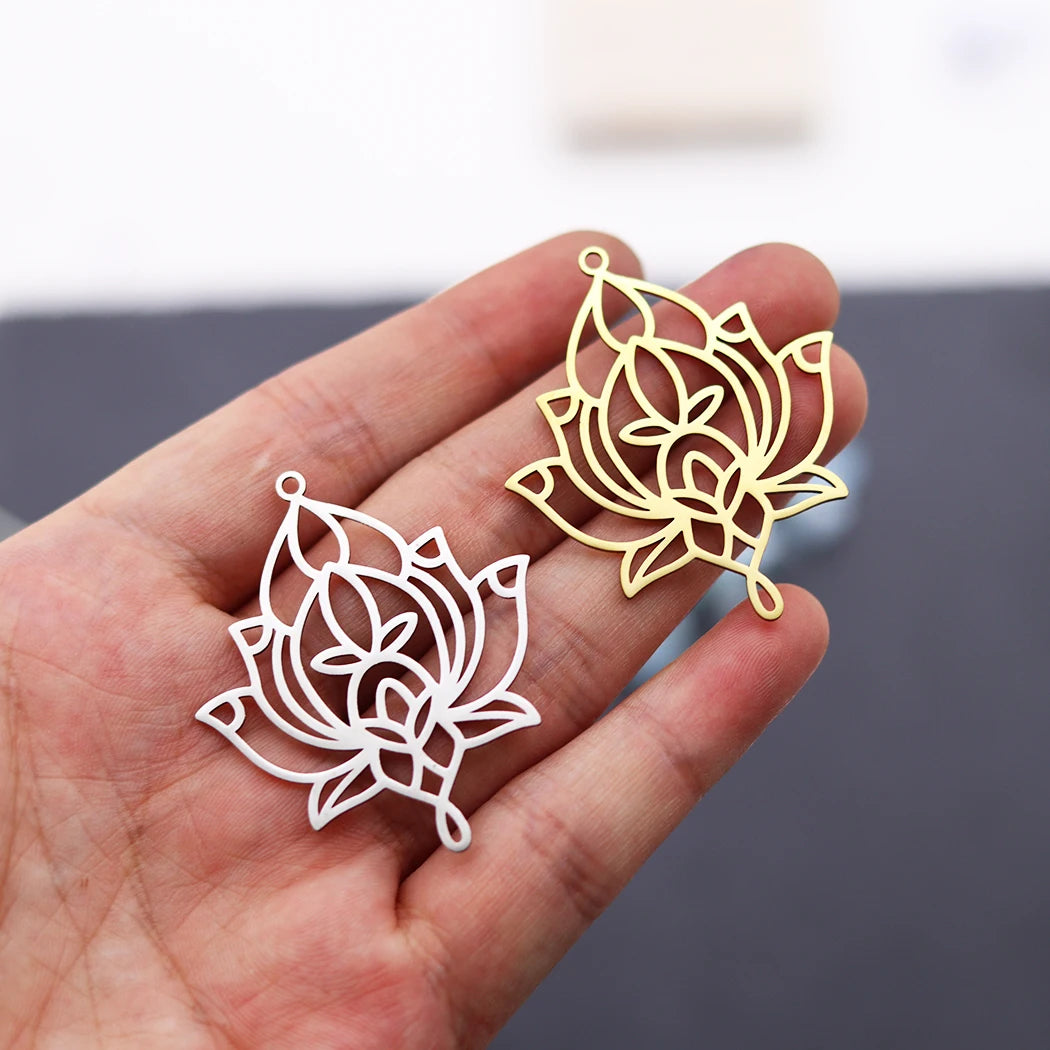 3pcs Unalome Lotus Flower Pendant Buddha Buddhism Om Yoga Charms Necklace Earrings Amulet Jewelry Making Supplies DIY
