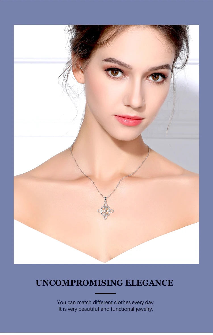 Eudora 925 Sterling Silver Witch Knot Necklace Witchcraft Celtic Knot Star Moon Geometric Pendant Men Women Jewelry Party Gifts