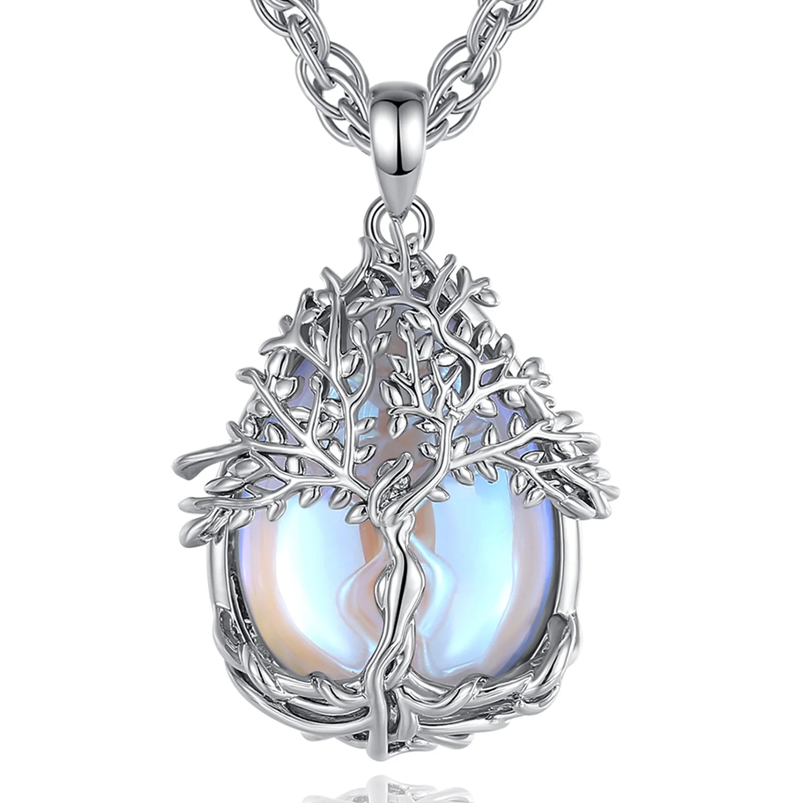 Eudora Tree of Life Obsidian Necklace Energy Healing Stone Crystal Amethyst Turquoise Pendant Spiritual Jewelry Meditation Gift