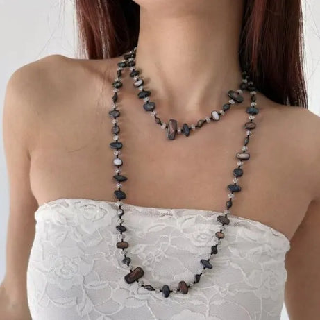 Irregular Stone Crystal Double Layer Necklace Jewelry