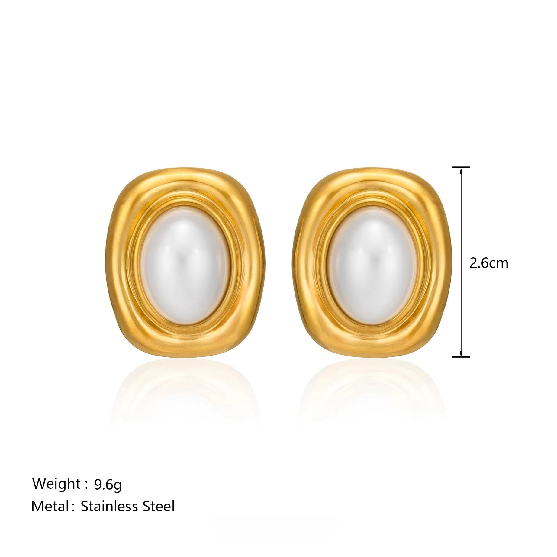 Vintage Fashion Oval Natural Stone Pearl Earrings for Women Stainless Steel 18k Gold Plated Boho Tarnish Free Waterproof Jewelry - Charlie Dolly
