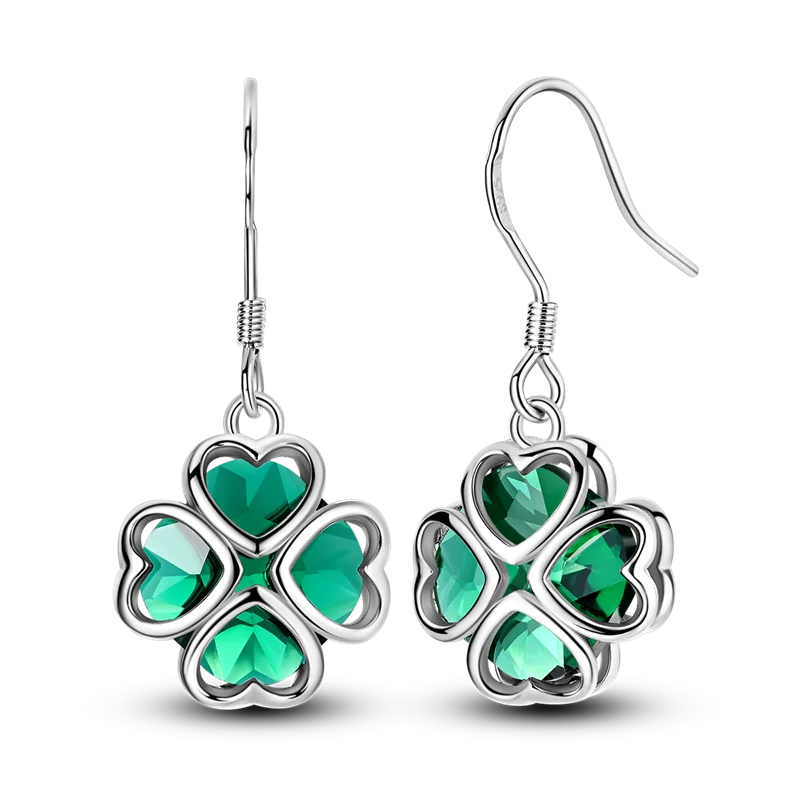 925 Sterling Silver Four Leaf Clover Butterfly Hoop Earrings for Women Boho Luxury Versatile Dangle Drop Party Jewelry