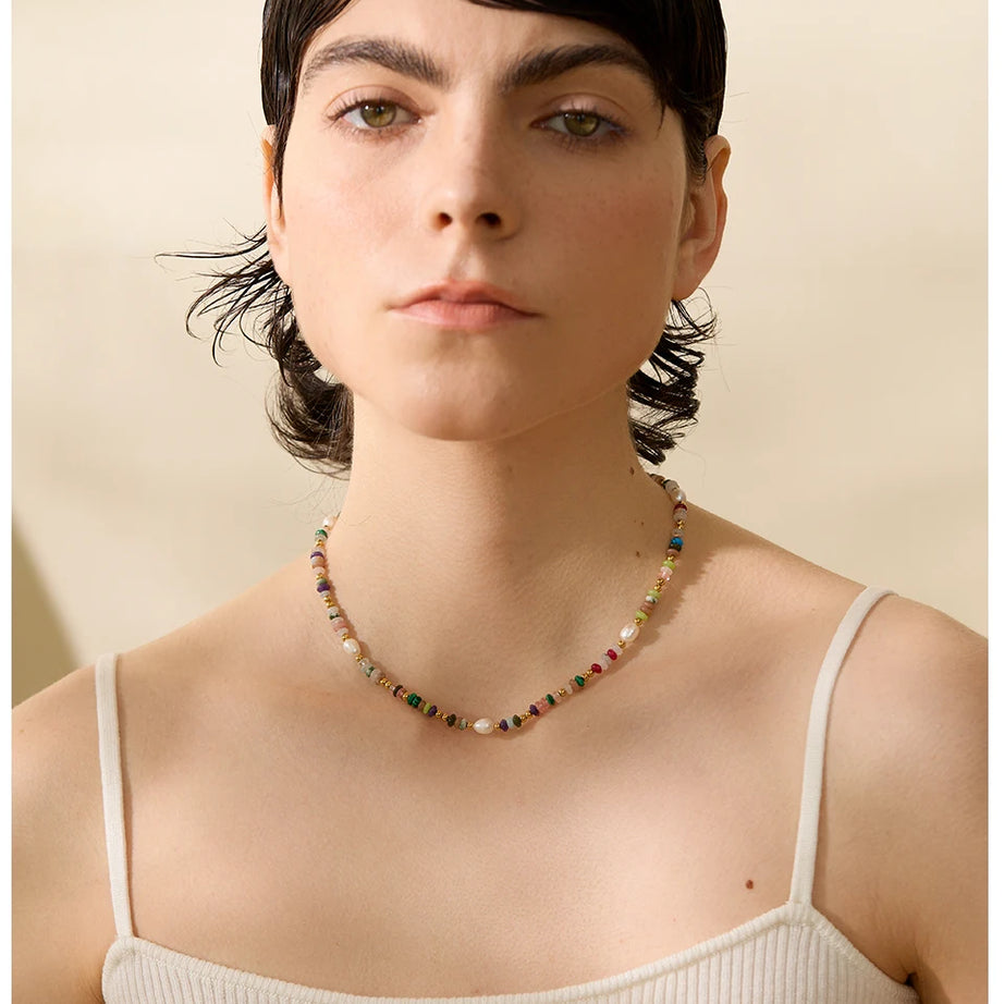 Natural Pearl Stone Boho Necklace