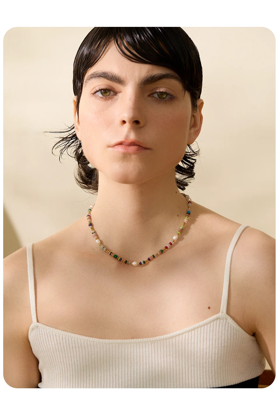 Yhpup Y2K Natural Pearl Stone Colorful Handmade Boho Necklace Women Stainless Steel Aesthetic Gold Color Fashion Jewelry