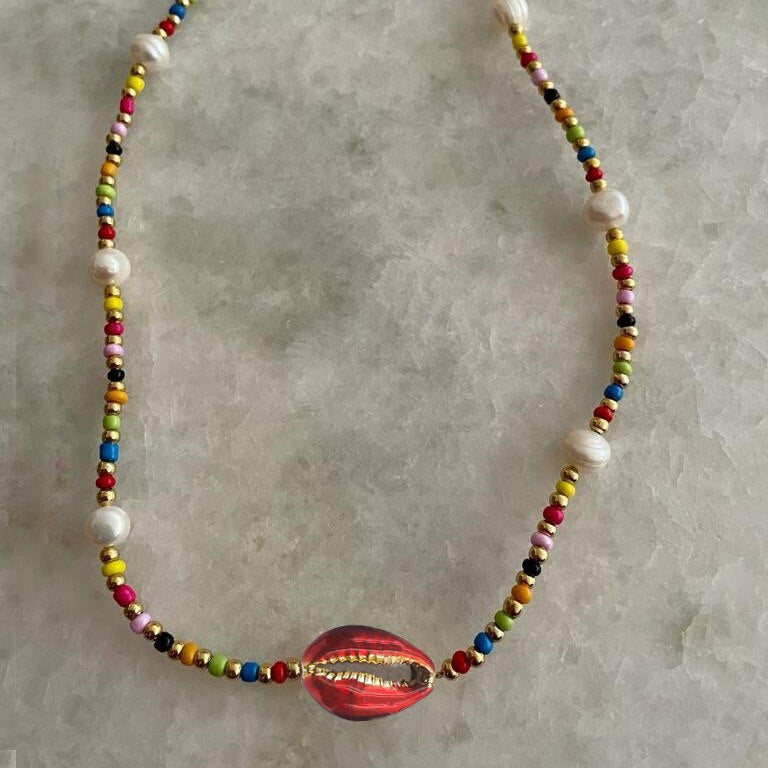 boho Large Concha cowry MEGA PUKA SHELL NECKLACE BURGUNDY valentine's day collares collier women chokers necklace femme collar - Charlie Dolly