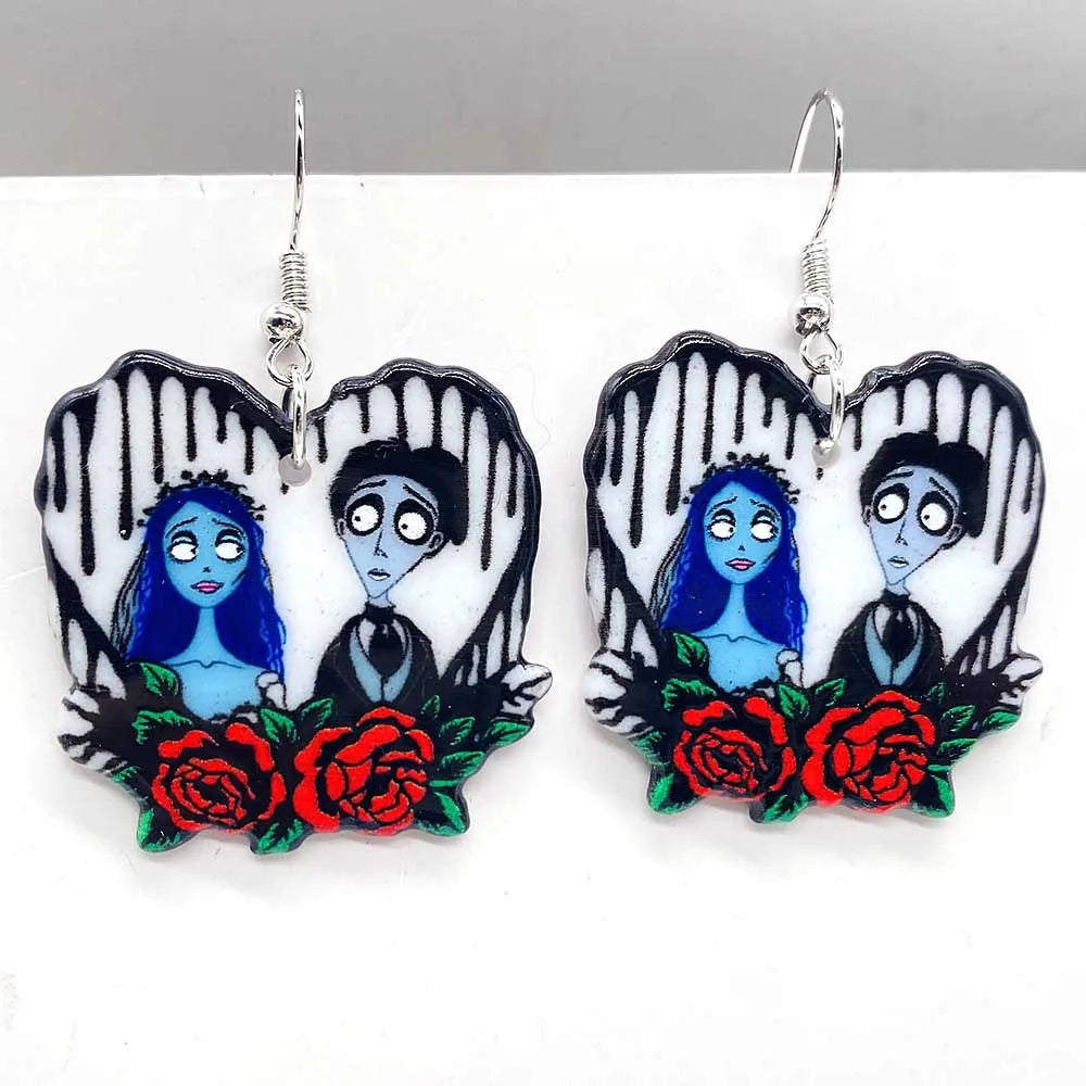 Creative Halloween Ghost Zombie Couple Earrings Terrifying Halloween  Acrylic Earrings for Women Valentine's Day Jewelry