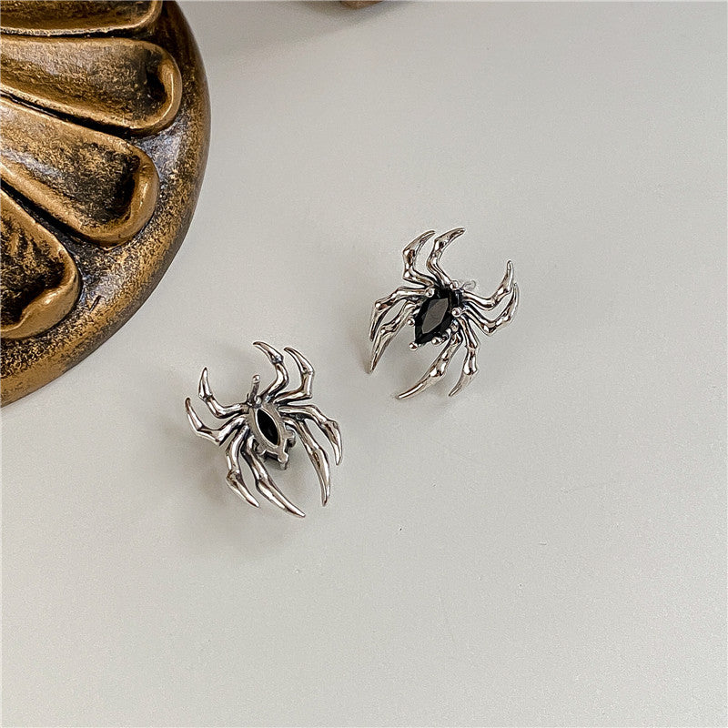 Halloween Gothic Retro Old Spider Zircon Earrings Women Fashion Design Black Zircon Earring Party Jewelry Gifts Wholesale - Charlie Dolly
