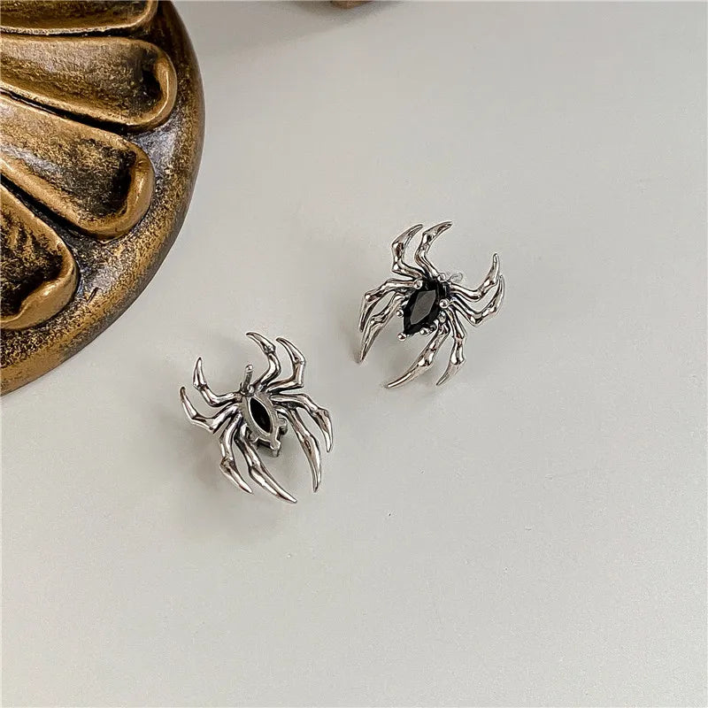 Halloween Gothic Retro Old Spider Zircon Earrings Women Fashion Design Black Zircon Earring Party Jewelry Gifts Wholesale - Charlie Dolly