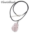 Irregular Rough Natural Rose Quartz Mineral Gemstone Wire Wrapped Jewelry Fashion Couple Decoration Pendant Necklace Party Gift - Charlie Dolly