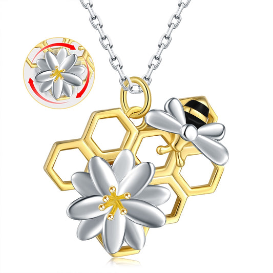 925 Sterling Silver Cross Sunflower Bumble Bee Honeycomb Necklaces Jewelry Mothers Day Birthday Gifts For Women Teen Girls Wife - Charlie Dolly