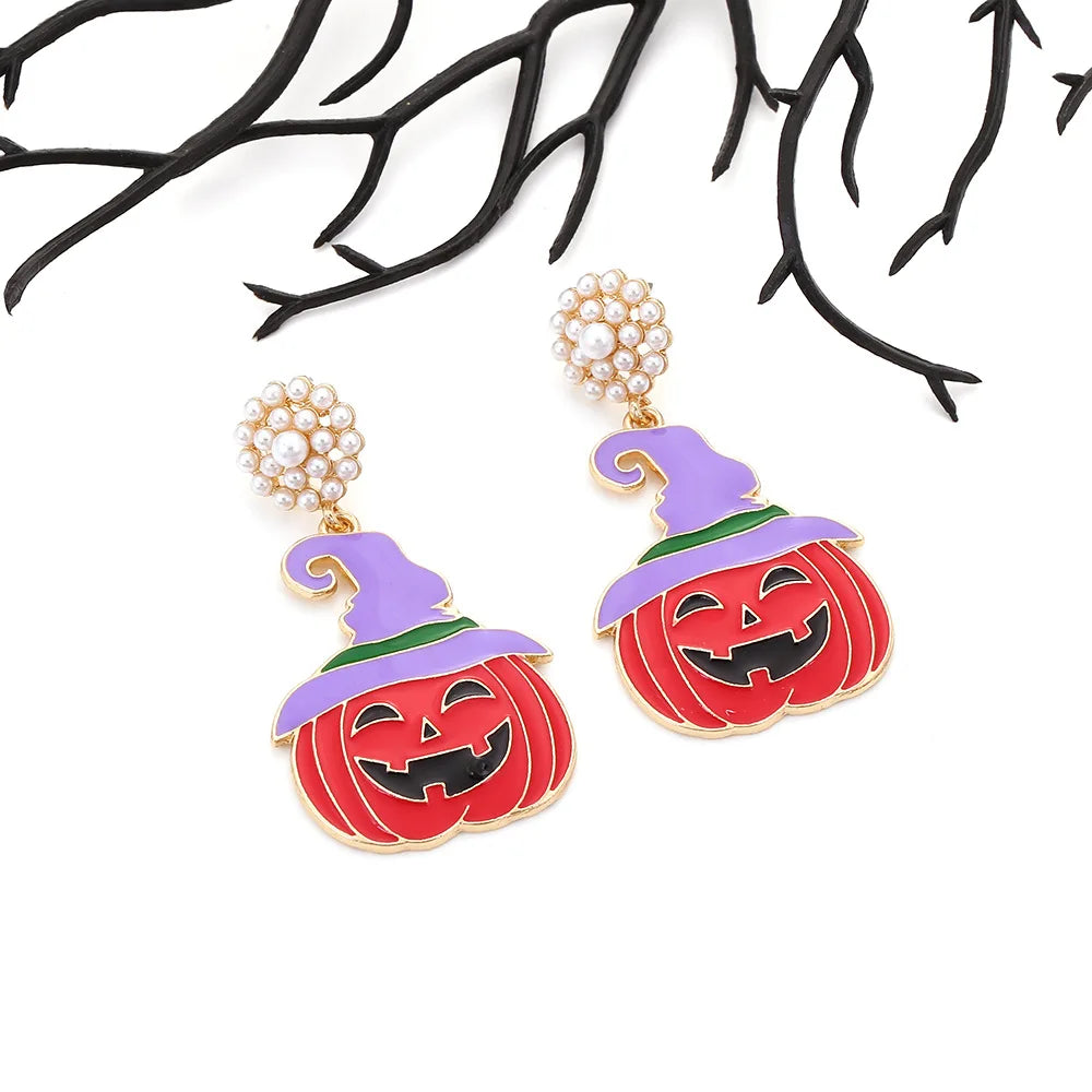 Metal Halloween Pumpkin Dangle Earrings for Women New Trend Design Jewelry Spooky Party Accessories - Charlie Dolly
