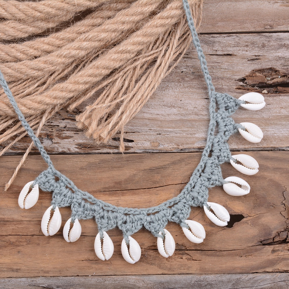 Women Shells Choker Necklaces Natural Sea Cowrie Shell Rope Chain Choker Necklace Summer Jewelry Girl Friendship Gifts Handmade - Charlie Dolly