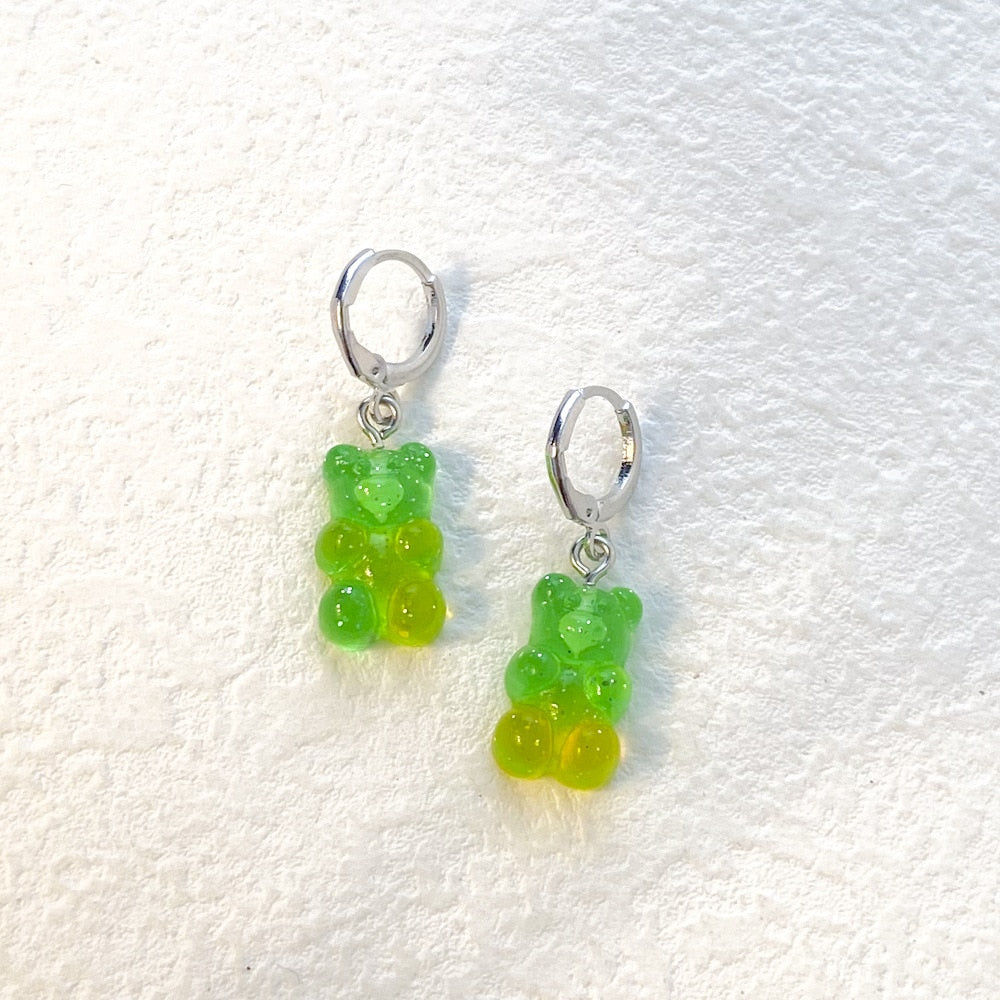 Cute Acrylic Candy Gummy Bear Dangle Earrings for Women Rainbow Bear CZ Hoop Earrings 2022 Korean Fashion Sweet Girl Jewelry - Charlie Dolly