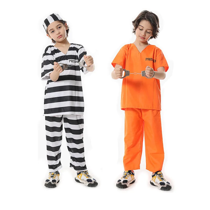 Halloween Adult Kid Prison Uniform Cosplay Wardrobe Set Masquerade Party Performance Stage Costume Prop - Charlie Dolly
