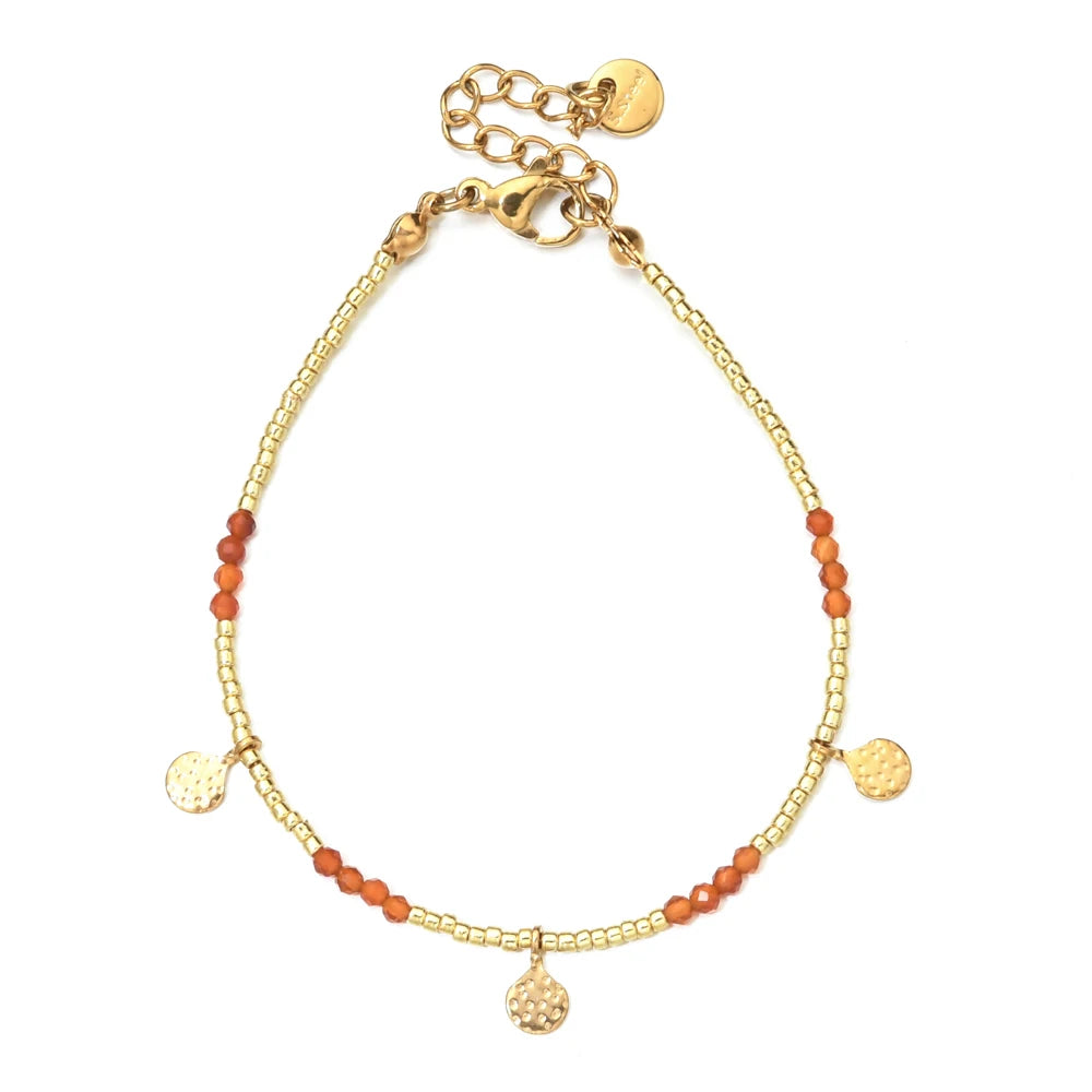 Minimalism Simple Colorful Natural Stone Beads Bracelet Stainless Steel Charm PVD Plated Jewelry Boho Trendy Gifts for Women