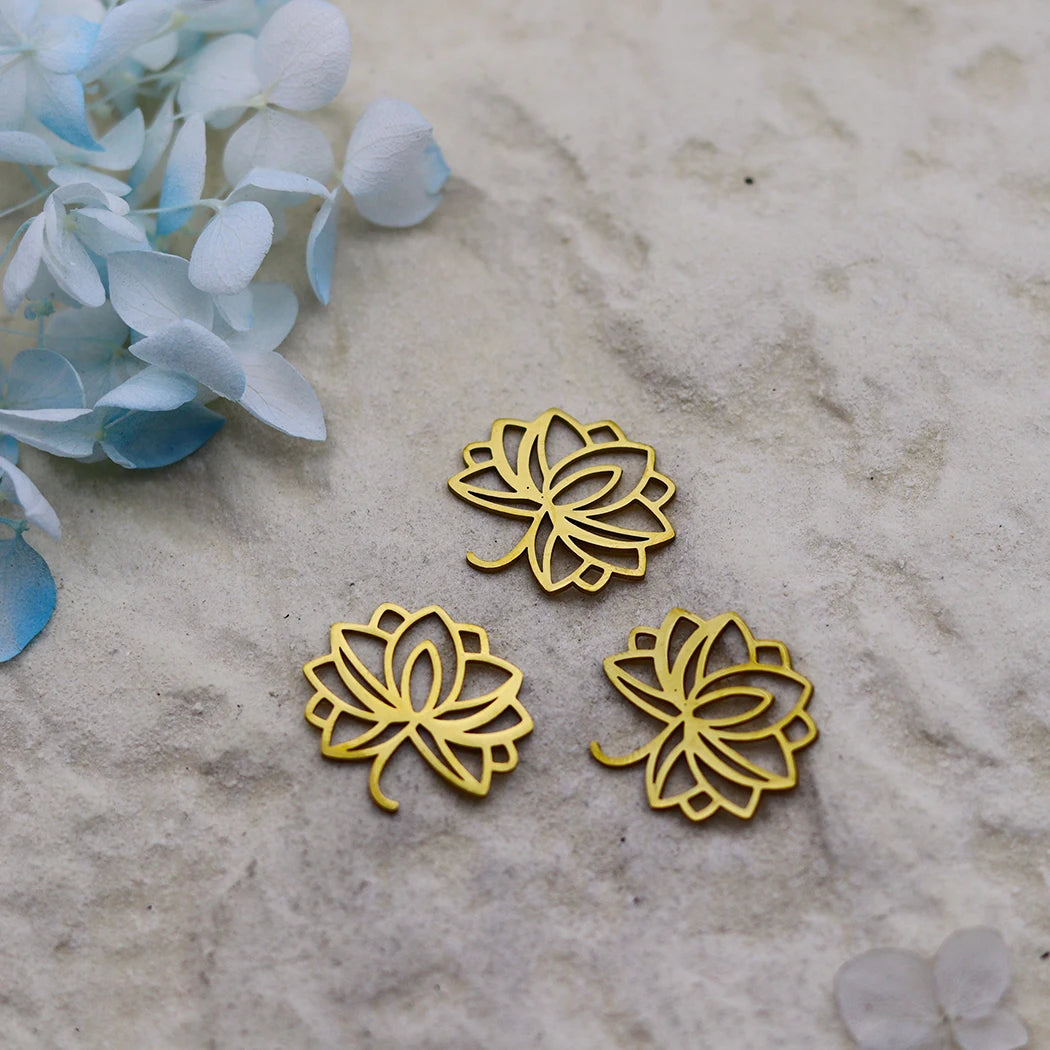 3PCS DIY Amulet Lotus Flower Yogo Buddha Stainless Steel Pendant Charm For Jewelry Making Necklace Religion Crescent diy Supplie