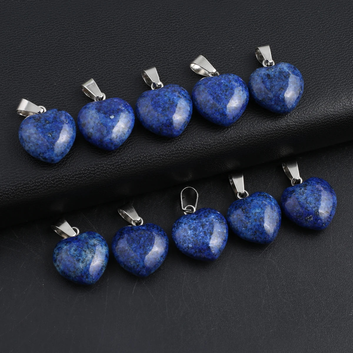 4Pcs Small Pendant Natural Stone Heart-Shaped Lapis lazuli Pendat For Jewelry Making DIY Necklace Earrings Accessory