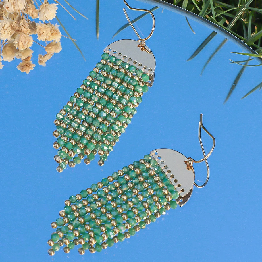 Crystal Bead Waterdrop Statement Earrings Jewelry