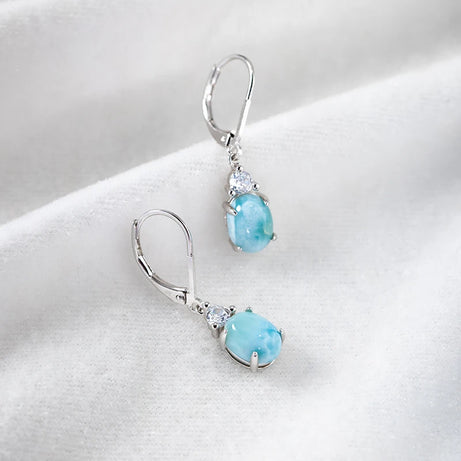 Larimar Sterling Silver Stud Earrings Jewelry