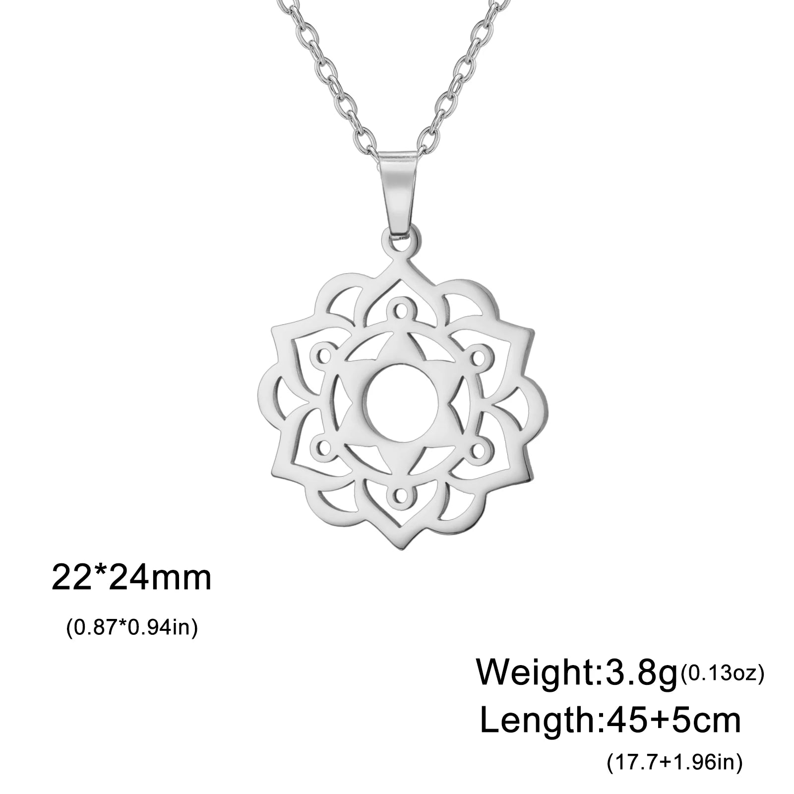 LIKGREAT Yoga Lotus Necklaces Stainless Steel Flower of Life Pendant Women Mandala Healing Buddha Spiritual Chakra Jewelry
