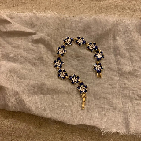 Golden Shell and Retro Flower Boho Bracelet